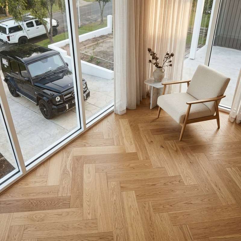 Engineered timber herringbone flooring