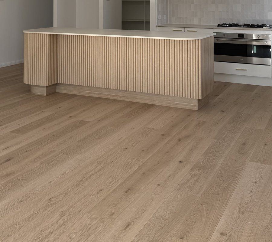 Wide-plank laminate kitchen install in Newcastle