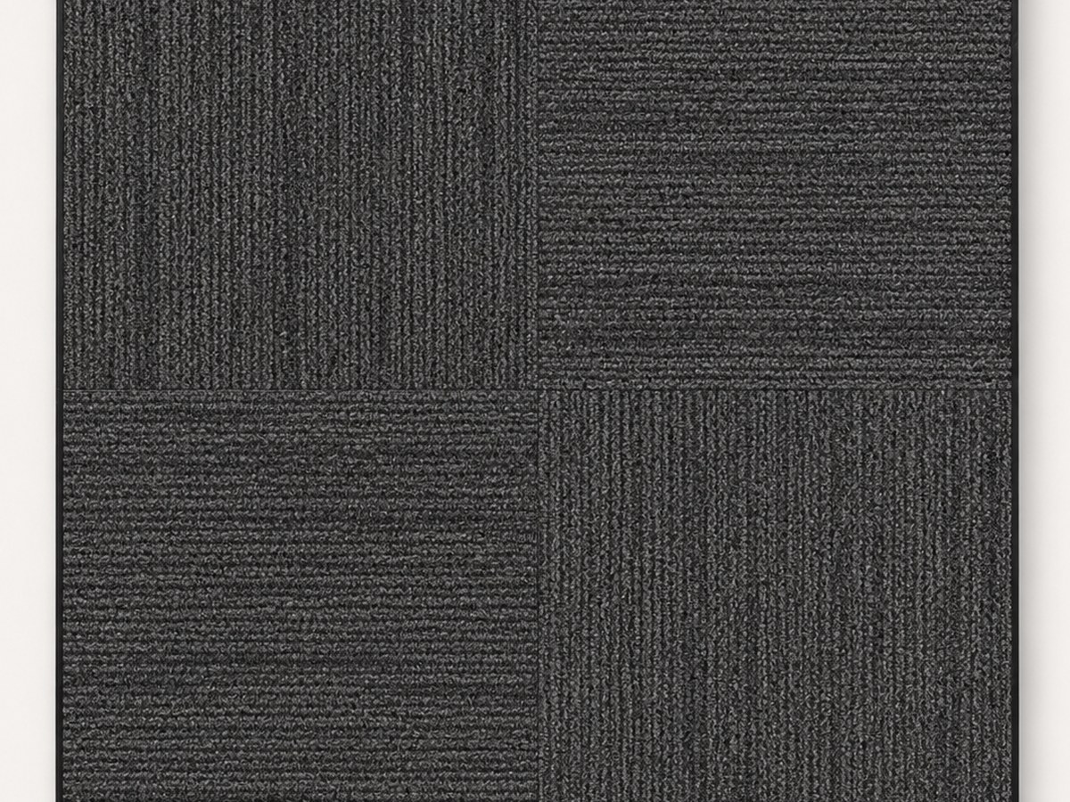 Charcoal quarter-turn commercial carpet tile sample